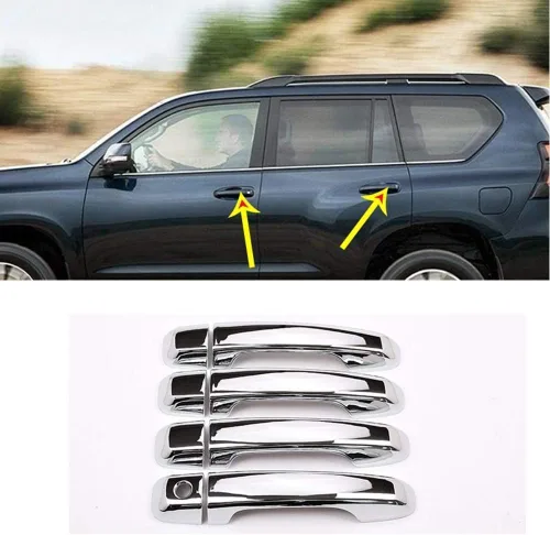 Vista 6 de 8 piezas para Toyota Land Cruiser Prado FJ150 150 2010-2019 ABS cromado manija de puerta accesorios de coche sin agujero inteligente