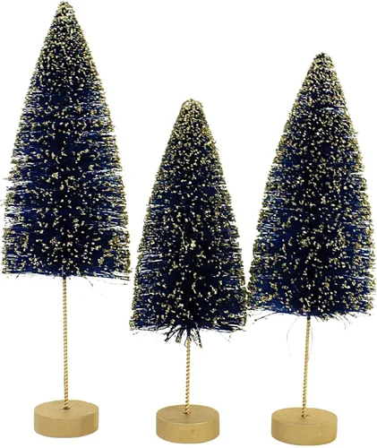 Vista 3 de Bethany Lowe Sapphire Gold Glow - Juego de 3 cepillos para botellas