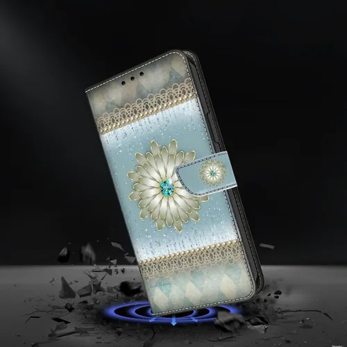 Vista 4 de ALILANG Funda para iPhone 13 Mini/iPhone 12 Mini de 5.4 pulgadas con soporte para tarjeta de crédito, funda magnética protectora de piel sintética