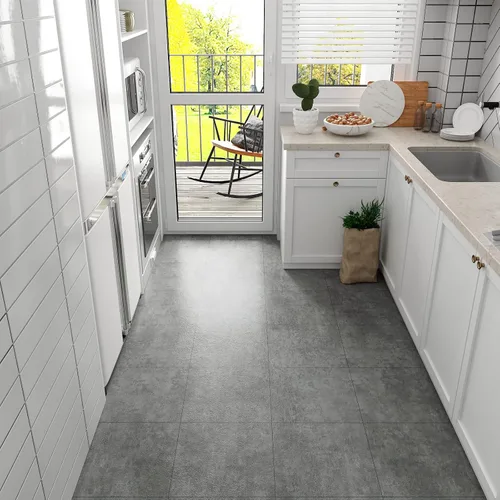 Vista 7 de VEELIKE – Azulejos de despegar y pegar de 12"x12" de concreto gris envejecido, azulejos de vinilo impermeables autoadhesivos removibles grises