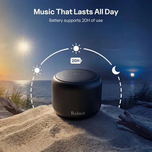 Vista 4 de Bobtot Altavoces Bluetooth portátiles con correa mini habla, negro