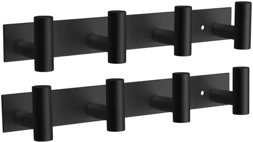 Vista 9 de VAEHOLD Perchero resistente de pared para colgar abrigos, ropa, batas, toallas y sombreros, con 3 ganchos, color negro