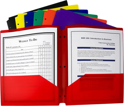 Vista 9 de Carpeta C-Line Poly Portfolio con dos bolsillos, resistente, con tres agujeros perforados, azul, caja de 25 carpetas (32935), Variados