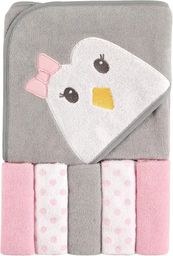 Vista 5 de Luvable Friends Toalla unisex con capucha para bebé con cinco paños, zorro para niños, talla única