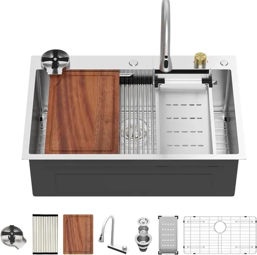 Vista 58 de Fregadero de cocina para exteriores 15 x 15 pulgadas, fregadero de bar de 15 x 15 pulgadas, fregaderos de cocina de acero inoxidable de calibre 16