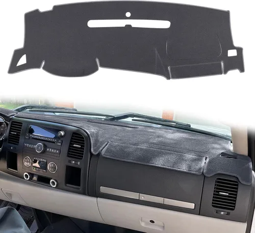 Vista 7 de Cubierta del tablero para GMC Sierra y Chevrolet Silverado - Se adapta a modelos 2007-2013 con dos guanteras. Alfombrilla de tablero de ajuste