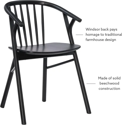 Vista 8 de Linon Breeanne - Silla de comedor con respaldo y silla de montar Windsor color negro