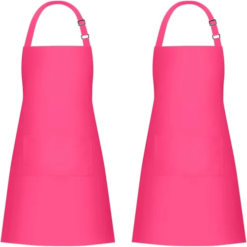 Vista 19 de Jubatus Paquete de 2 delantales 100% algodón con 2 bolsillos para cocinar, cocinero, delantal ajustable para mujeres y hombres, color beige