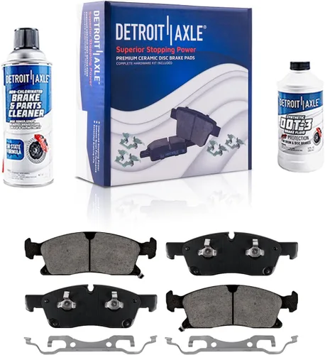 Vista 102 de Detroit Axle - Pastillas de freno de cerámica delanteras Reemplazo de pinza de freno derecha para Dodge Ram 1500 Dakota, Ram 1500 Classic - Juego