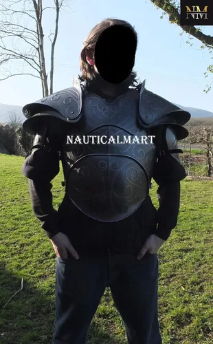 Vista 4 de LARP Armor Fantasy Citadel - Armadura de pecho y hombreras para cosplay, armadura de acero, medieval, recreación histórica, juego de rol, disfraz