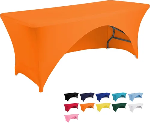 Vista 11 de Jeloris Mantel rectangular de elastano con parte trasera abierta (4 pies, verde) ajustado, lavable, sin arrugas, elástico y elástico para mesa