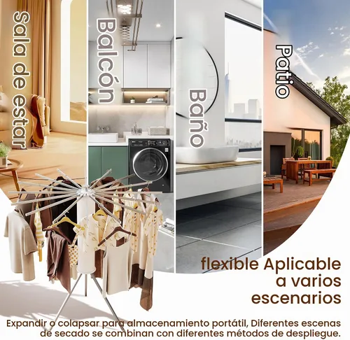 Vista 6 de BOQORAD Trípode Tendedero de Secado de Ropa, Tendedero Plegable, (16 Postes de Aluminio), Tendederos de Pie, Tendedero de Secado de Lavandería