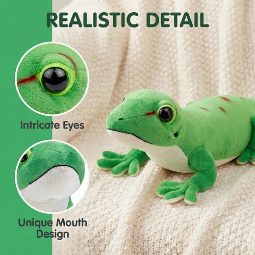 Vista 3 de Day Geckos - Peluche de lagarto realista de 16 pulgadas, peluche de lagarto Geckos de simulación, peluche de cola geckos suave, juguetes de animales