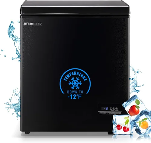 Vista 10 de DEMULLER Congelador de pecho, pequeña máquina de congelación profunda blanca de 4.0 pies cúbicos, compacta con puerta superior abatible y panel