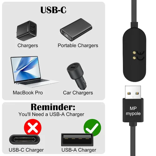 Vista 2 de MP mypole Base de cable USB para accesorios de repuesto (con 3 pantallas adicionales, 5+2 cepillos de limpieza)