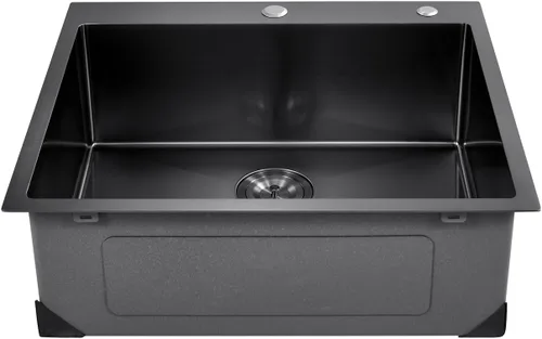 Vista 12 de VEVOR Fregadero de cocina empotrado de 25" con profundidad de 9" Fregadero de cocina de montaje superior de un solo tazón Fregadero de acero