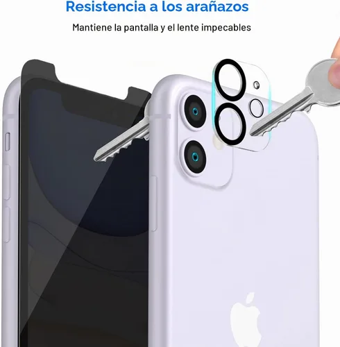 Vista 6 de JETech Protector de pantalla de privacidad para iPhone 11 de 6.1 pulgadas con protector de lente de cámara, película de vidrio templado antiespía