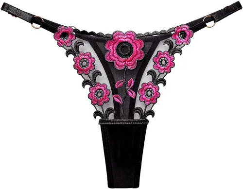 Vista 3 de Conjunto de 4 piezas de bragas sexy bordadas con cordón de tamaño ajustable