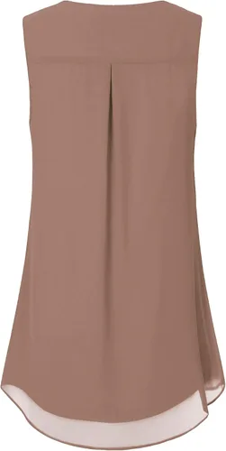 Vista 23 de Timeson - Camiseta de gasa sin mangas, blusa tipo túnica informal de doble capa para mujer