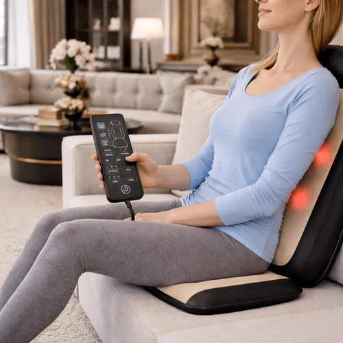 Vista 6 de Carepeutic Cojín de silla masajeador de espalda con calor, almohadilla de silla de masaje con percusión, amasado, vibración, para el hogar