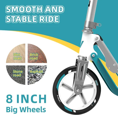 Vista 6 de Adult Scooter with Big Wheels Adjustable Height, Foldable Aluminum Frame Smooth Ride for Urban Commuting and Outdoor Fun Suitable for Teens