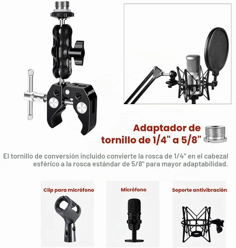 Vista 4 de Abrazadera de micrófono para micrófono con cabeza de bola