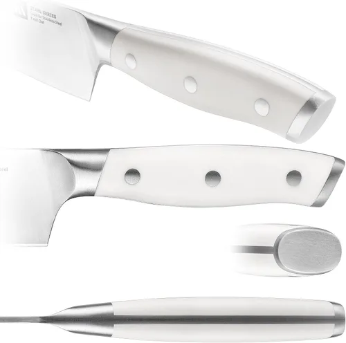 Vista 4 de Klaus Meyer Stahl - Cuchillo de chef de acero alemán exclusivo de alto carbono, 8 pulgadas (blanco)
