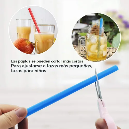 Vista 8 de 100 popotes Boba para batido de varios colores, de plástico, desechables, de boca ancha, grandes, envueltas individualmente