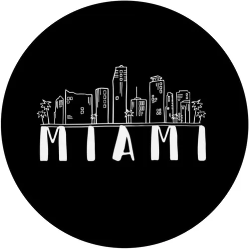Vista 3 de Miami Florida USA Skyline Silhouette Outline Sketch PopSockets Swappable PopGrip