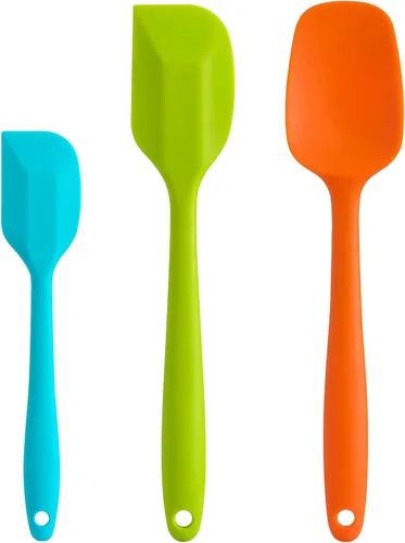 Vista 7 de Juego de espátulas de silicona, espátula de goma, cuchara y espátulas para hornear resistentes al calor de 600 °F (Aqua 3)