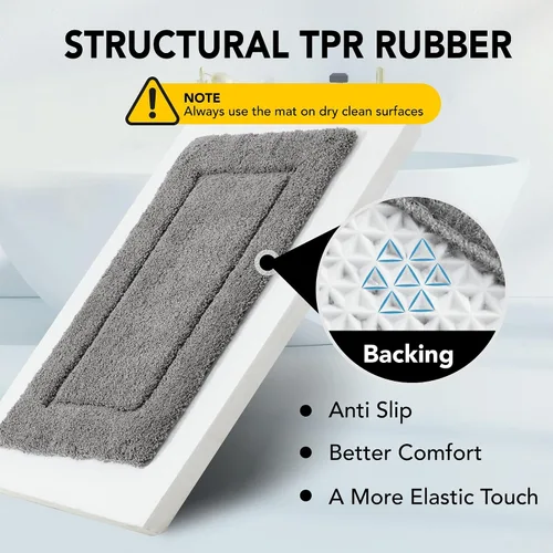 Vista 4 de Deconovo Alfombra de baño antideslizante, ultrasuave, de secado rápido, súper absorbente, lavable a máquina, alfombra de felpa prémium para baño
