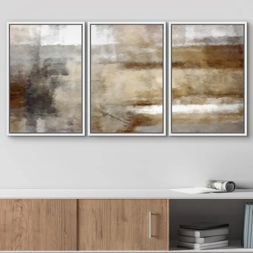 Vista 112 de wall26 Lienzo enmarcado para pared, juego de arte de acuarela pastel, paisaje rural, ilustraciones con formas abstractas, arte moderno, decorativo