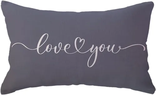 Vista 13 de Love You - Fundas de almohada lumbar para parejas, aniversarios, bodas, compromisos, día de San Valentín, 12 x 20 pulgadas (beige)