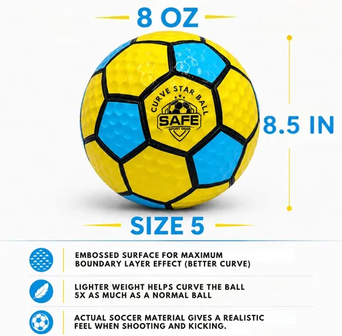 Vista 2 de Safe Sport Gear Curve Star Swerve Star Balón de Fútbol - Balón Súper Curvado para Niños y Niñas - Divertido Regalo de Fútbol para Niños
