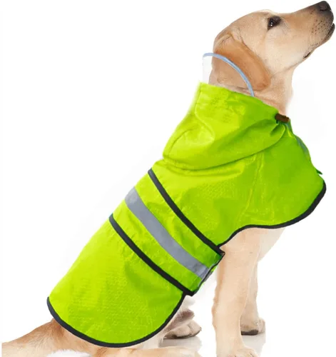 Vista 17 de Impermeable para Perros Resistente al Agua Reflectante - Poncho Ligero Transpirable con Capucha Abrigo Chaqueta de Lluvia con Correa Ajustable