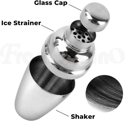 Vista 2 de Framendino, Coctelera de 8 onzas Martini Shakers Mixto Set Bebida de Acero Inoxidable Pequeña Bar Herramientas Profesionales