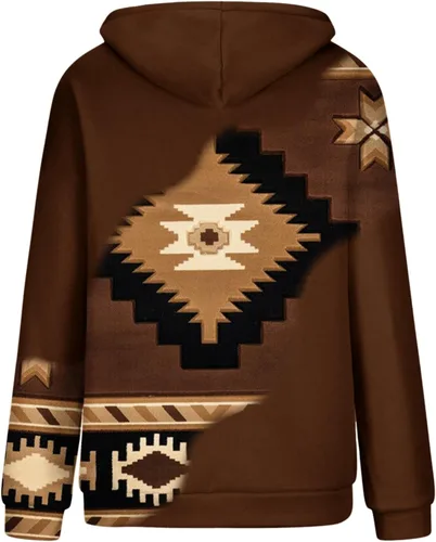 Vista 33 de Sudaderas con capucha azteca occidental para mujer, sudaderas de manga larga con gráficos vintage, camisetas de vaquera, ropa 2023