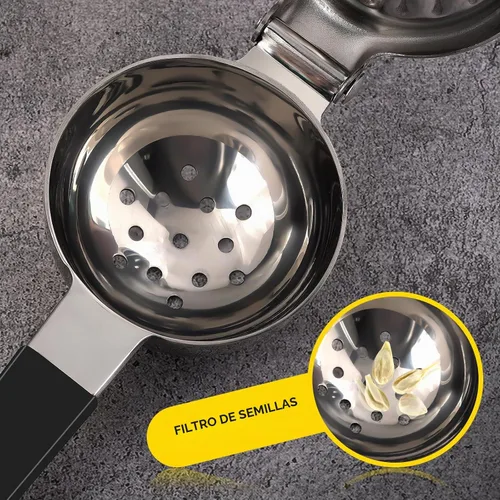 Vista 5 de Sopito - Exprimidor de limón de acero inoxidable, resistente con cuenco exprimidor de metal grande para jugos sin semillas, diseño de agarre