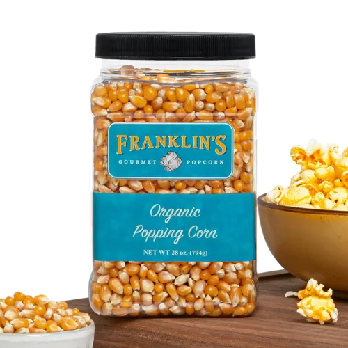 Vista 10 de Tubo de palomitas gourmet de Franklin's de 28 oz: granos clásicos para hacer palomitas - Hecho en EE. UU., sin OMG y 100% natural - Granos