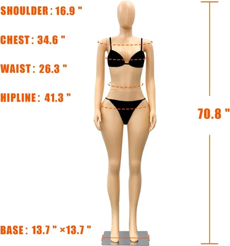 Vista 2 de Maniquí femenino de estilo brasileño – Forma de vestido de exhibición de cuerpo completo para ropa, tienda minorista y fotografía – tono de piel