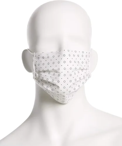 Vista 8 de Perry Ellis - Cubrebocas estándar de tela plisada, reutilizables (paquete de 3, estampados y colores surtidos)