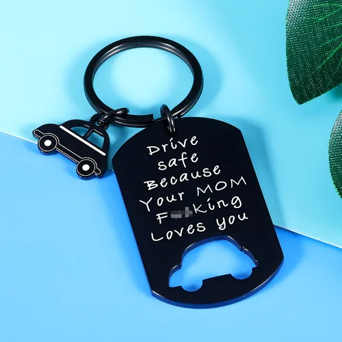 Vista 2 de Divertido llavero de regalo de conductor para hijo, hija de mamá, papá, regalo de Navidad de San Valentín para adolescentes, adultos, niños, niñas