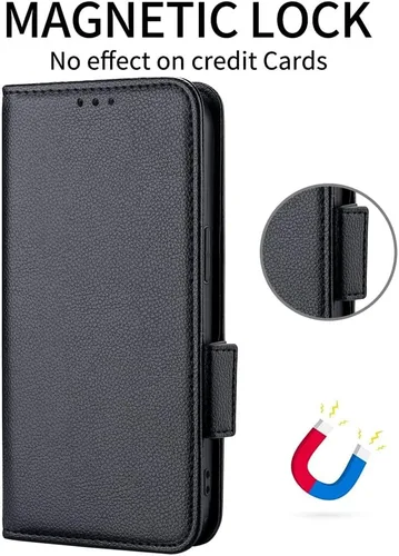 Vista 2 de bojioderf Funda compatible con Blu View 1, compatible con Blu View1 B100DL tarjetero con función atril con cierre magnético, color negro