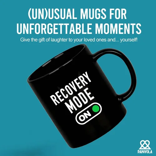 Vista 2 de Taza de café Recovery Mode On Get Well de regalo para pacientes, regalos inspiradores motivacionales para familiares y amigos, vaso de cerámica Negro