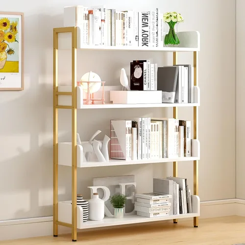 Vista 9 de Estantería de Libros Abierta y Amplia - Moderna Estantería de Libros de Exhibición de Pie de 3 Niveles con Paneles de Tres Lados para Hogar y Blanco