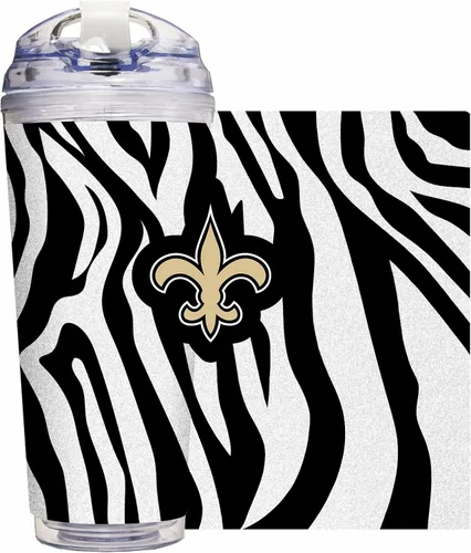 Vista 26 de Rico Industries NFL Football Glitter 24 onzas Vaso de purpurina acrílico con tapa con bisagra, Vaso de doble pared oficialmente licenciado con pajita