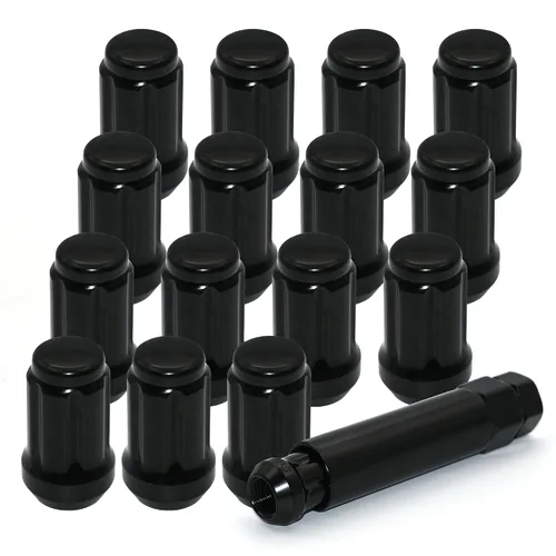 Vista 12 de 20 PIEZAS M12x1.25 Tuercas de llanta negras, tuercas hexagonales de remolque de 1.35" de alto, asiento cónico de 60 grados con llave de casquillo