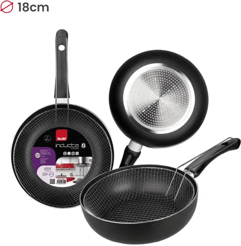 Vista 4 de IBILI Sartén Set Inducta con Cesta 7.1 in, Aluminio, Negro/Plata