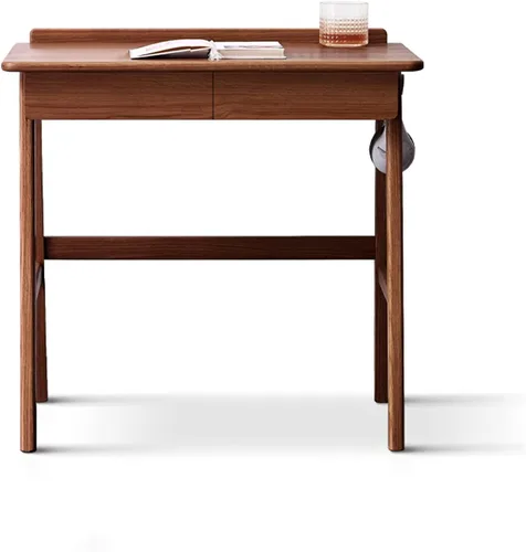 Vista 10 de TOMYEUS Escritorio para computadora de estudio, moderno y simple, escritorio multifuncional, mesa de estudio compacta con agujero para cable, cajón