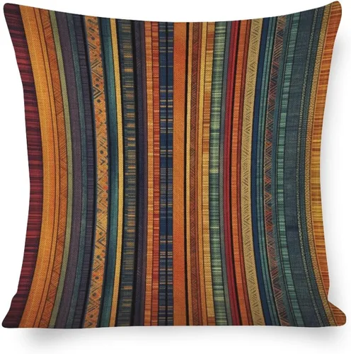 Vista 13 de Funda de cojín de lino con diseño de rayas bohemias, estilo bohemio, mexicano, retro, multicolor, funda de almohada decorativa de tela de lino